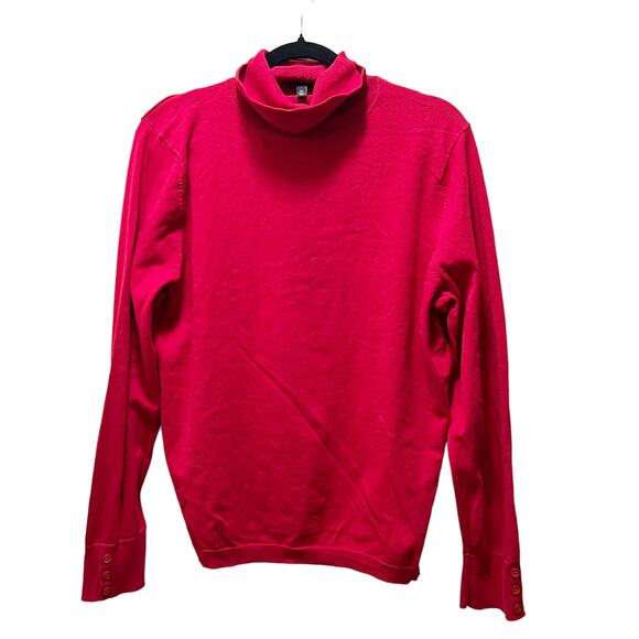 Talbots Sweater Red Knit Cotton Stretch Turtle Neck Long Sleeve Pullover Sz XL - Picture 1 of 7
